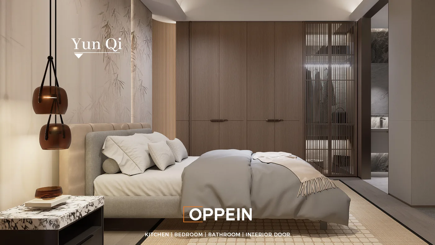 Fluted wall panel bedroom Dubai OPPEIN